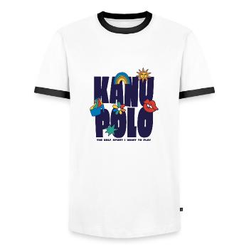 Canoe Polo - Canoe Polo - Paddle - Kayak - Men's Ringer Shirt - white/black - Front - AI Model Female 172 light (172cm) & AI Model Male 178 dark (178cm)