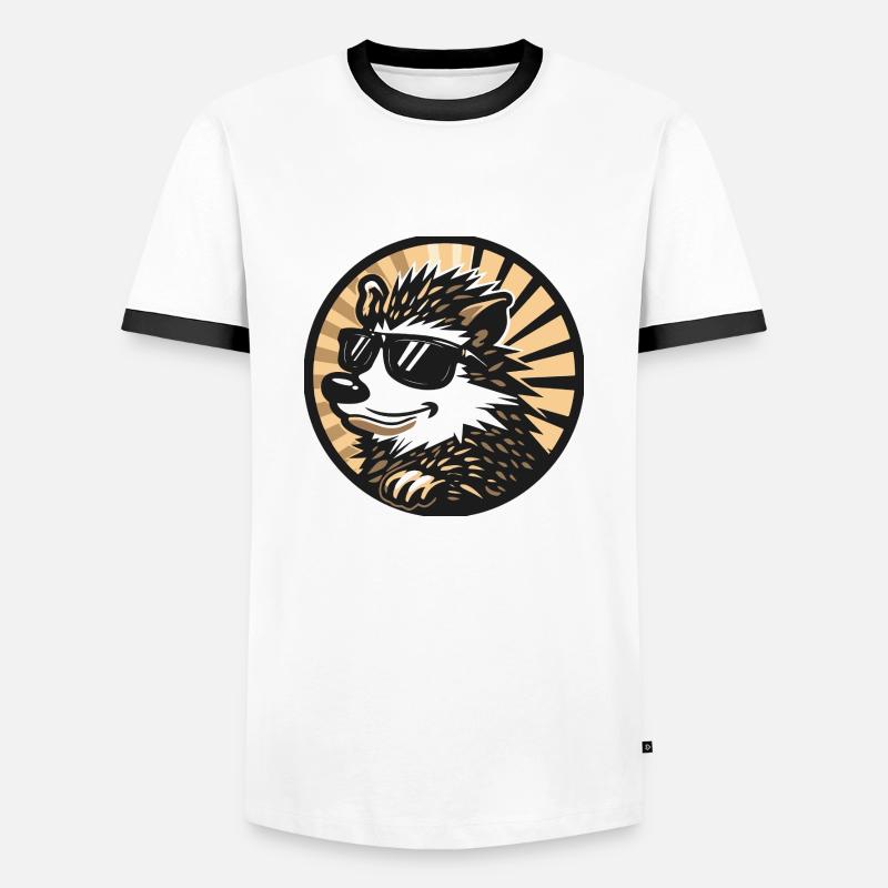Igel Comic Cool - Männer Kontrast-T-Shirt - Weiß/Schwarz