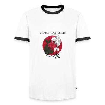 Koi Balance - Men's Ringer Shirt - white/black - Front - AI Model Female 172 light (172cm) & AI Model Male 178 dark (178cm)