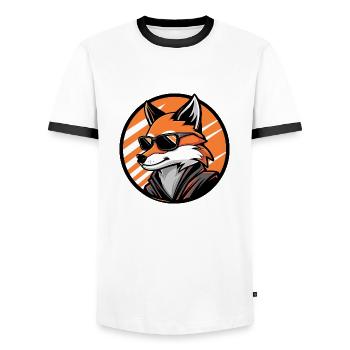 Fox Comic Cool - Men's Ringer Shirt - white/black - Front - AI Model Female 172 light (172cm) & AI Model Male 178 dark (178cm)
