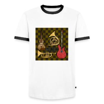 Musical instruments - Men's Ringer Shirt - white/black - Front - AI Model Female 172 light (172cm) & AI Model Male 178 dark (178cm)