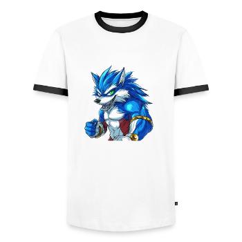 PRIMAL SURGE — Howlers Edition - Men's Ringer Shirt - white/black - Front - AI Model Female 172 light (172cm) & AI Model Male 178 dark (178cm)