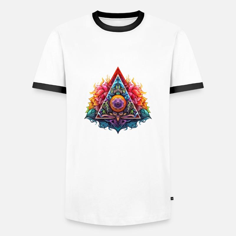 Flame Lotus Triangle - Men's Ringer Shirt - white/black