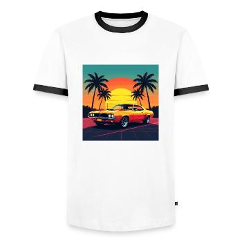 Vintage car - Men's Ringer Shirt - white/black - Front - AI Model Female 172 light (172cm) & AI Model Male 178 dark (178cm)