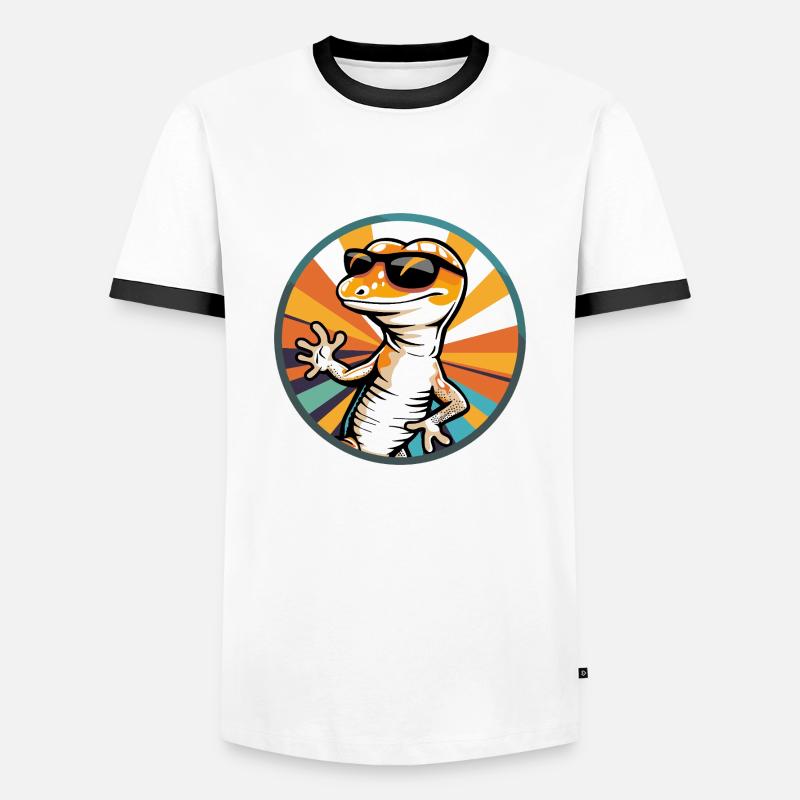 Lizard Comic Cool - Men's Ringer Shirt - white/black