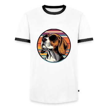 Beagle Chien Cool - T-shirt contrasté Homme - blanc/noir - Devant - AI Model Female 172 light (172cm) & AI Model Male 178 dark (178cm)