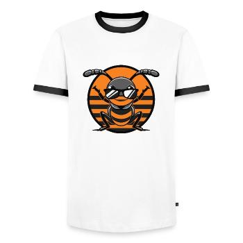 Ant Cool Comic - Men's Ringer Shirt - white/black - Front - AI Model Female 172 light (172cm) & AI Model Male 178 dark (178cm)