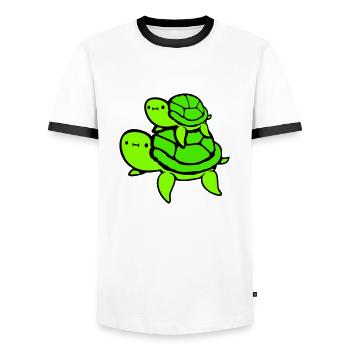2 Wasserschildkröten Kind Papa Mama Vater Mutter - Männer Kontrast-T-Shirt - Weiß/Schwarz - Vorne - AI Model Female 172 light (172cm) & AI Model Male 178 dark (178cm)