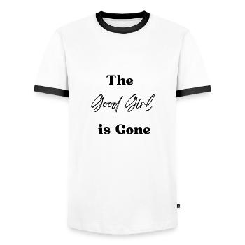 The Good Girl is Gone - Men's Ringer Shirt - white/black - Front - AI Model Female 172 light (172cm) & AI Model Male 178 dark (178cm)