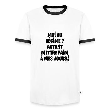 MOI AU RÉGIME, AUTANT M'AIGRIR (cuisine) ! noir - T-shirt contrasté Homme - blanc/noir - Devant - AI Model Female 172 light (172cm) & AI Model Male 178 dark (178cm)