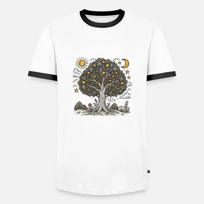 baum des lebens 1 - Männer Kontrast-T-Shirt - Weiß/Schwarz