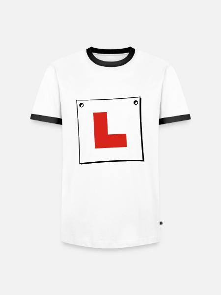 Learner Plate - Men's Ringer Shirt - white/black