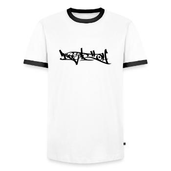 Destroy - Men's Ringer Shirt - white/black - Front - AI Model Female 172 light (172cm) & AI Model Male 178 dark (178cm)