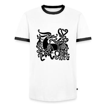 Hirsch - Männer Kontrast-T-Shirt - Weiß/Schwarz - Vorne - AI Model Female 172 light (172cm) & AI Model Male 178 dark (178cm)