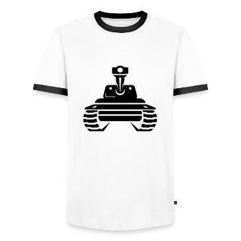 PANZER - Men's Ringer Shirt - white/black - Front - AI Model Female 172 light (172cm) & AI Model Male 178 dark (178cm)