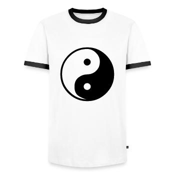 Ying Yang - Männer Kontrast-T-Shirt - Weiß/Schwarz - Vorne - AI Model Female 172 light (172cm) & AI Model Male 178 dark (178cm)