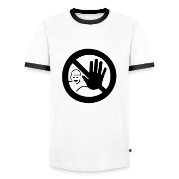 ARRÊT - T-shirt contrasté Homme - blanc/noir - Devant - AI Model Female 172 light (172cm) & AI Model Male 178 dark (178cm)