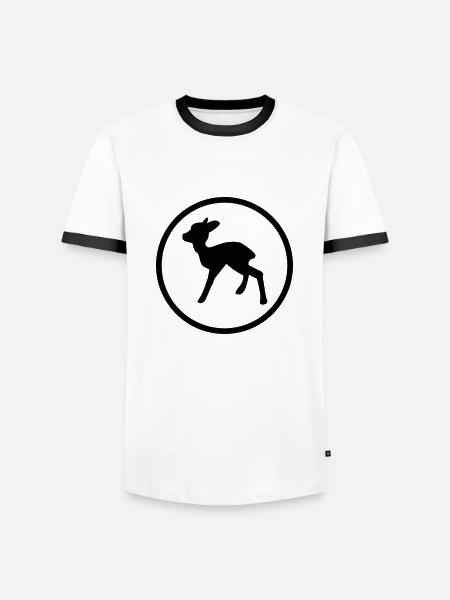 Reh - Männer Kontrast-T-Shirt - Weiß/Schwarz