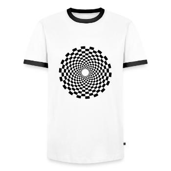 psychedelic_circle - Männer Kontrast-T-Shirt - Weiß/Schwarz - Vorne - AI Model Female 172 light (172cm) & AI Model Male 178 dark (178cm)