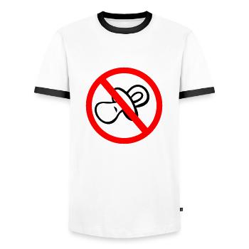 no Schnuller - Männer Kontrast-T-Shirt - Weiß/Schwarz - Vorne - AI Model Female 172 light (172cm) & AI Model Male 178 dark (178cm)