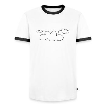 open_clouds - Men's Ringer Shirt - white/black - Front - AI Model Female 172 light (172cm) & AI Model Male 178 dark (178cm)