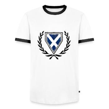 Scotland Coat of Arms - Men's Ringer Shirt - white/black - Front - AI Model Female 172 light (172cm) & AI Model Male 178 dark (178cm)