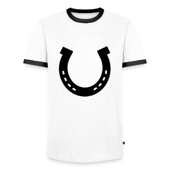 Hufeisen, Pferd - Männer Kontrast-T-Shirt - Weiß/Schwarz - Vorne - AI Model Female 172 light (172cm) & AI Model Male 178 dark (178cm)