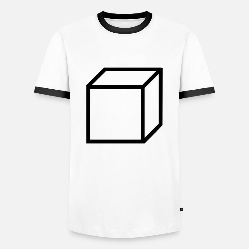 Cube Square Background - Men's Ringer Shirt - white/black