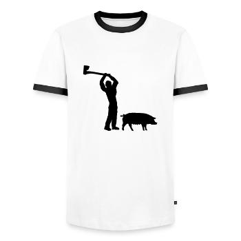 h1n1 metzger - Männer Kontrast-T-Shirt - Weiß/Schwarz - Vorne - AI Model Female 172 light (172cm) & AI Model Male 178 dark (178cm)