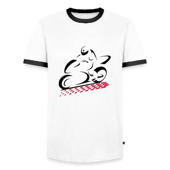 SPEED BIKE - Men's Ringer Shirt - white/black - Front - AI Model Female 172 light (172cm) & AI Model Male 178 dark (178cm)