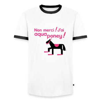 Aqua Poney - T-shirt contrasté Homme - blanc/noir - Devant - AI Model Female 172 light (172cm) & AI Model Male 178 dark (178cm)