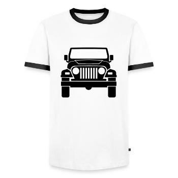 Shilouette TJ stock solo - Männer Kontrast-T-Shirt - Weiß/Schwarz - Vorne - AI Model Female 172 light (172cm) & AI Model Male 178 dark (178cm)
