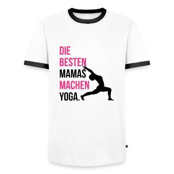 Die besten Mamas machen Yoga - Männer Kontrast-T-Shirt - Weiß/Schwarz - Vorne - AI Model Female 172 light (172cm) & AI Model Male 178 dark (178cm)