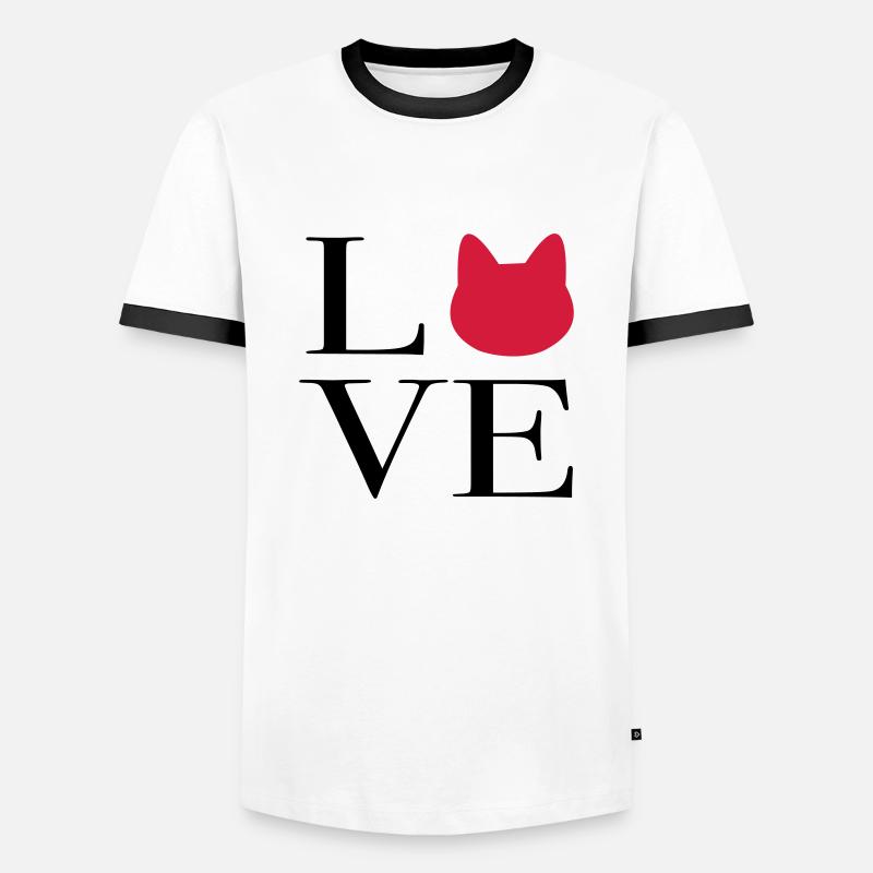 Katze - Männer Kontrast-T-Shirt - Weiß/Schwarz