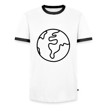 Globus - Welt - Männer Kontrast-T-Shirt - Weiß/Schwarz - Vorne - AI Model Female 172 light (172cm) & AI Model Male 178 dark (178cm)