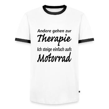 motorrad motorradfaher - Männer Kontrast-T-Shirt - Weiß/Schwarz - Vorne - AI Model Female 172 light (172cm) & AI Model Male 178 dark (178cm)