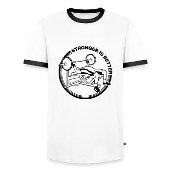 masterfitness_bankdruecker - Männer Kontrast-T-Shirt - Weiß/Schwarz - Vorne - AI Model Female 172 light (172cm) & AI Model Male 178 dark (178cm)