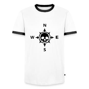 Skull Kompass Schädel - Männer Kontrast-T-Shirt - Weiß/Schwarz - Vorne - AI Model Female 172 light (172cm) & AI Model Male 178 dark (178cm)
