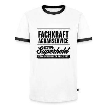 Superheld Fachkraft Agrarservice - Männer Kontrast-T-Shirt - Weiß/Schwarz - Vorne - AI Model Female 172 light (172cm) & AI Model Male 178 dark (178cm)