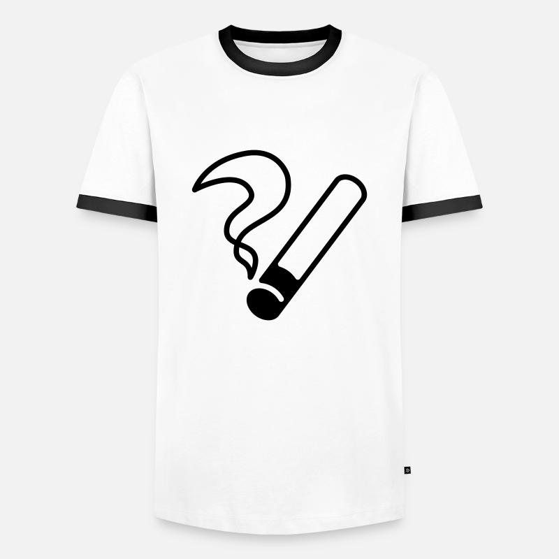 Zigarette / Cigarette / Sèche / Cigarrillo / - Männer Kontrast-T-Shirt - Weiß/Schwarz