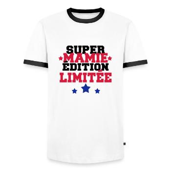 super mamie édition limitée - T-shirt contrasté Homme - blanc/noir - Devant - AI Model Female 172 light (172cm) & AI Model Male 178 dark (178cm)