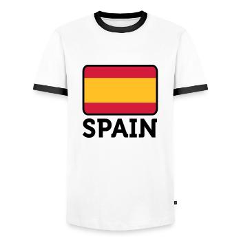 Drapeau national de l Espagne - T-shirt contrasté Homme - blanc/noir - Devant - AI Model Female 172 light (172cm) & AI Model Male 178 dark (178cm)