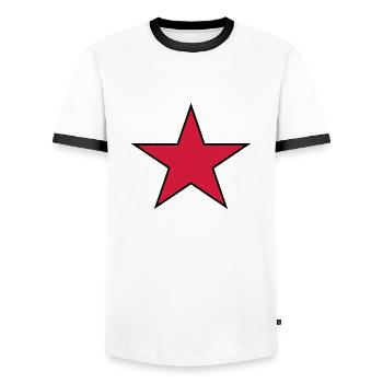 star_01 - T-shirt contrasté Homme - blanc/noir - Devant - AI Model Female 172 light (172cm) & AI Model Male 178 dark (178cm)