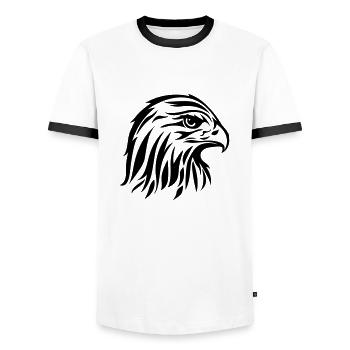 eagle02 - Men's Ringer Shirt - white/black - Front - AI Model Female 172 light (172cm) & AI Model Male 178 dark (178cm)