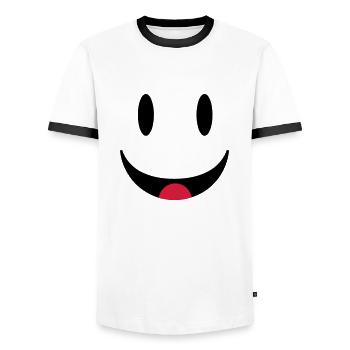 Glücklicher Smiley mit Zunge - Männer Kontrast-T-Shirt - Weiß/Schwarz - Vorne - AI Model Female 172 light (172cm) & AI Model Male 178 dark (178cm)