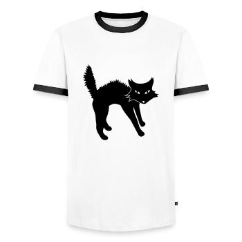 Chat méchant - T-shirt contrasté Homme - blanc/noir - Devant - AI Model Female 172 light (172cm) & AI Model Male 178 dark (178cm)