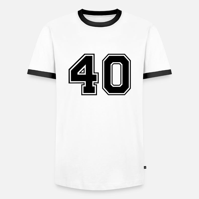 40 - Männer Kontrast-T-Shirt - Weiß/Schwarz