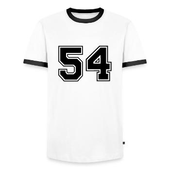 54 - Men's Ringer Shirt - white/black - Front - AI Model Female 172 light (172cm) & AI Model Male 178 dark (178cm)