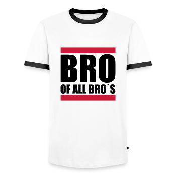 bro_of_all_bros_f2 - T-shirt contrasté Homme - blanc/noir - Devant - AI Model Female 172 light (172cm) & AI Model Male 178 dark (178cm)