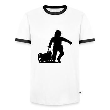 Sapeur Pompier avec dévidoir - T-shirt contrasté Homme - blanc/noir - Devant - AI Model Female 172 light (172cm) & AI Model Male 178 dark (178cm)